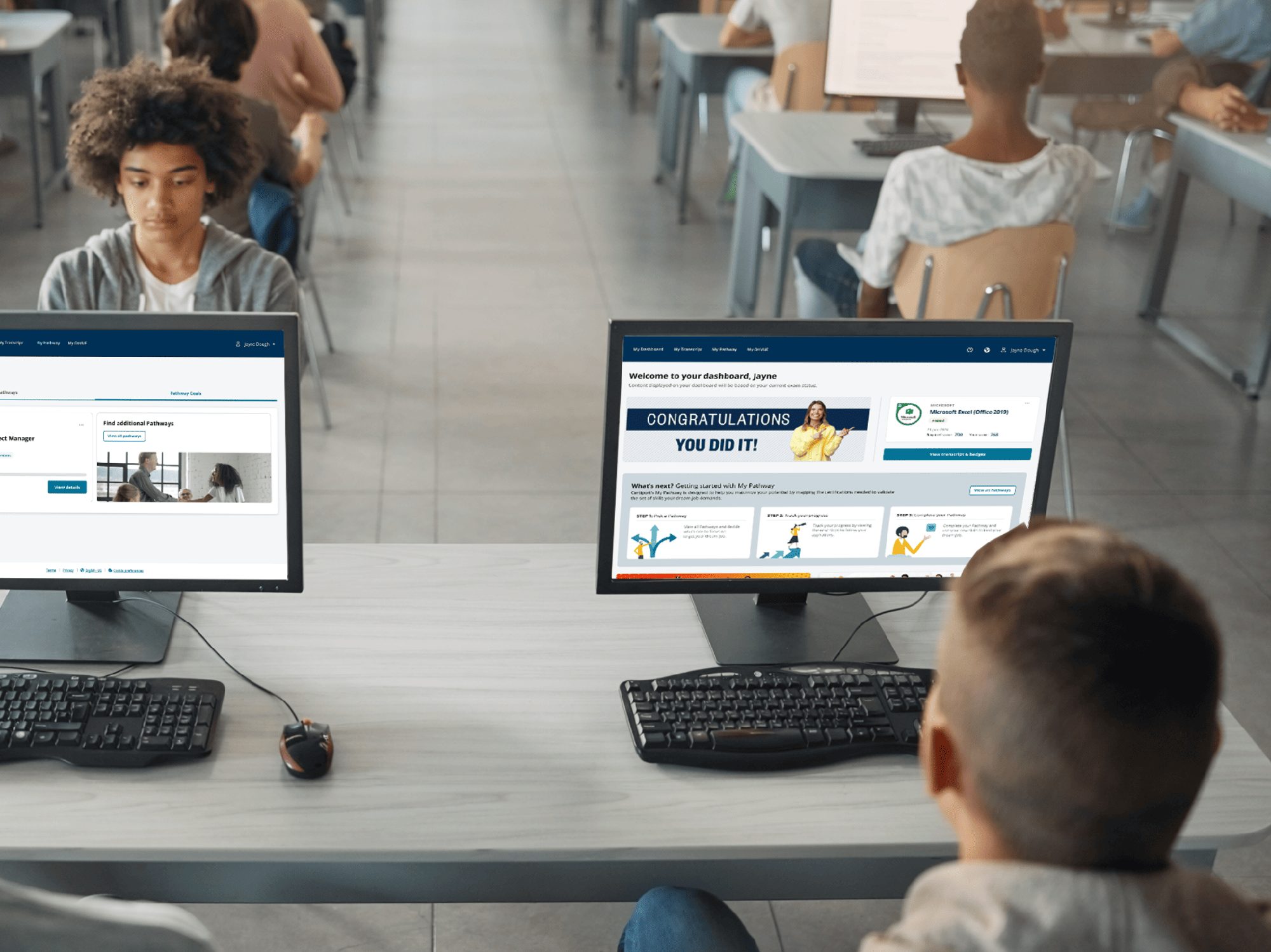 Modernized certification portal dashboard showing simplified candidate registration and next-step guidance