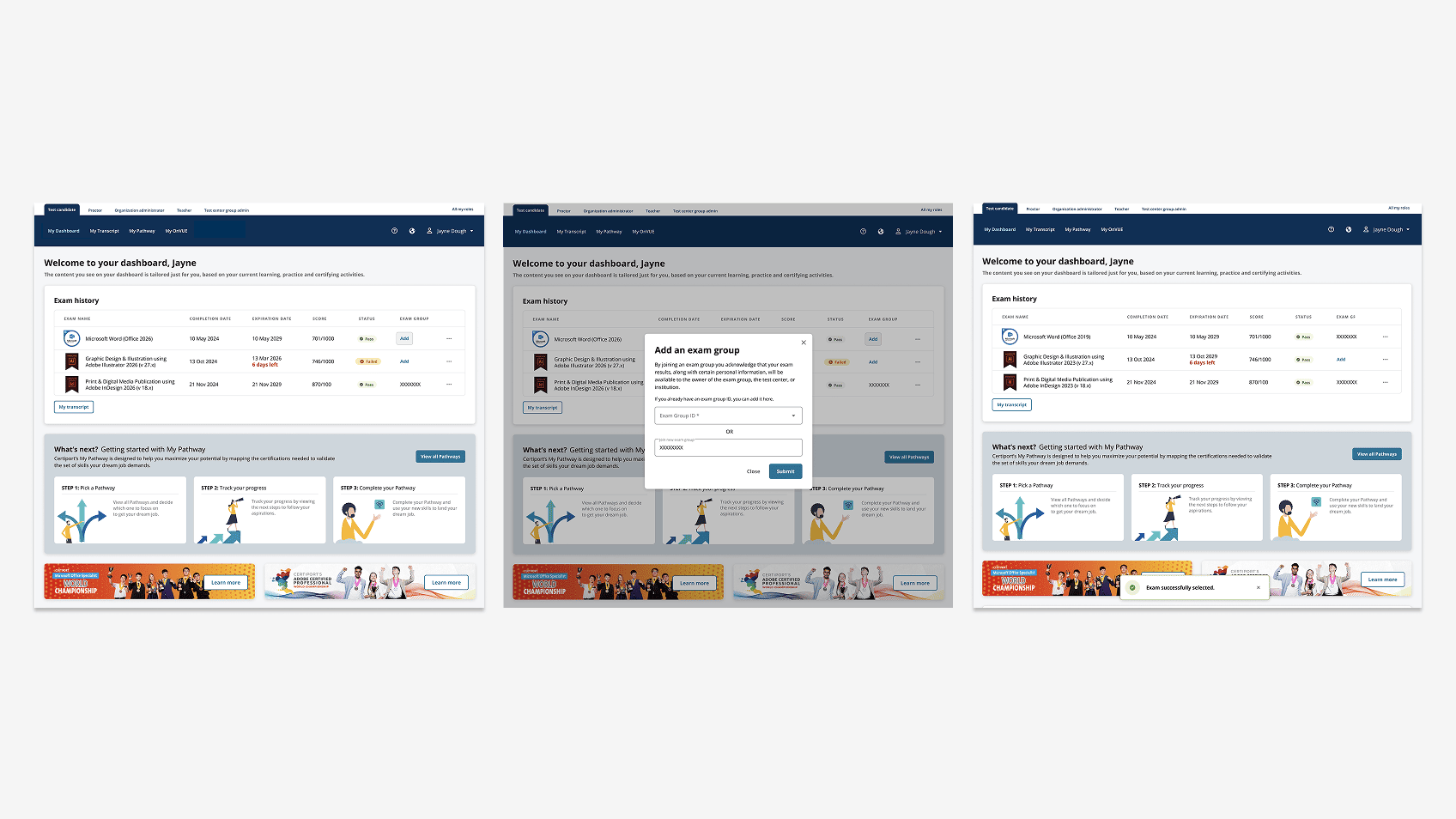 Six redesign decisions: frictionless registration, pathways spine, virtual assistant, role-aware dashboard, transcript-centered tasks, recognition moments.