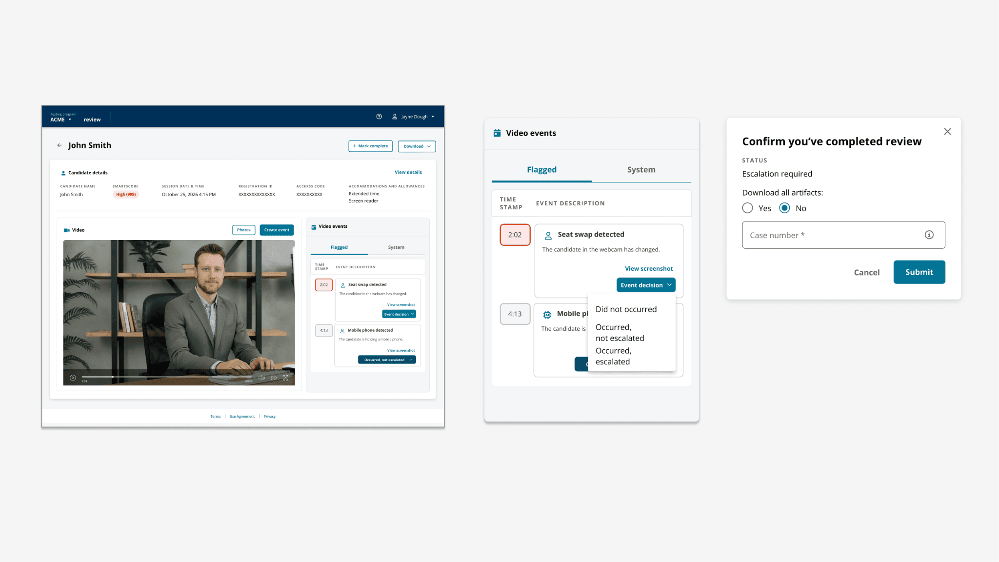 Six workstation decisions: triage dashboard, evidence canvas, structured decisions, explainability, comparison view, audit trail.